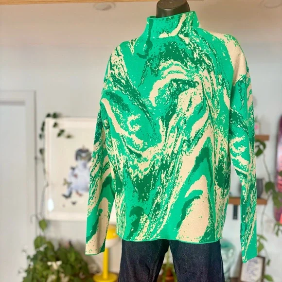 Christian Siriano New York – Marbled Green Sweater – Size M - Picture 5 of 9